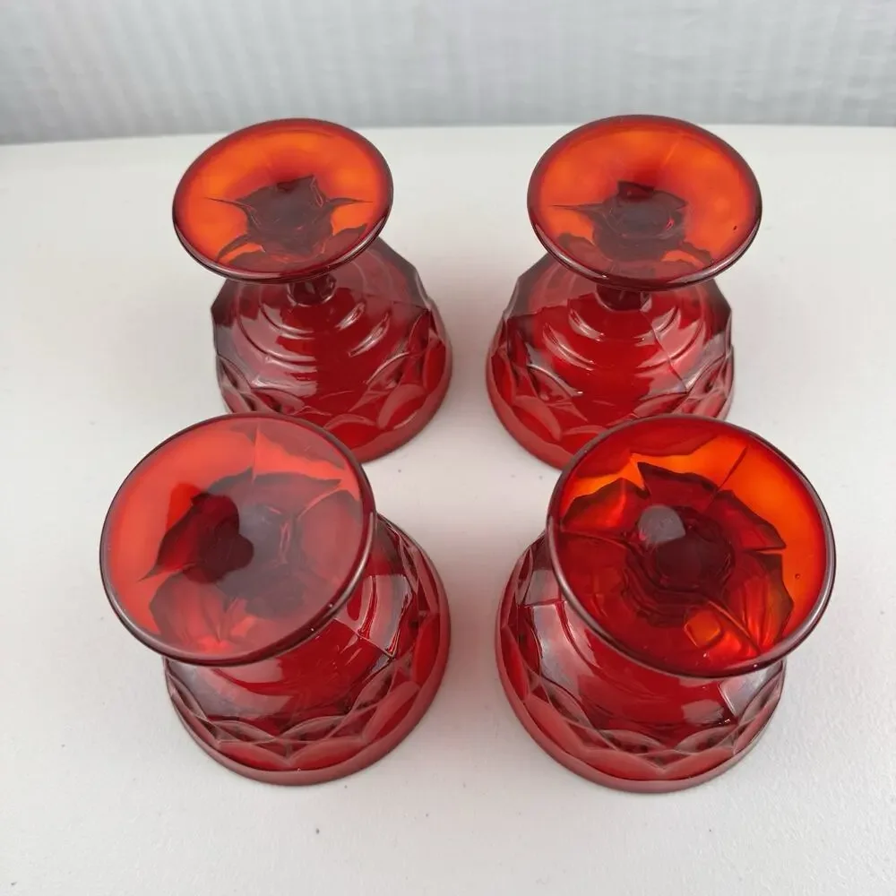 Noritake Perspective Ruby Red Champagne Tall Sherbet Desert Glass Goblet *Glows*